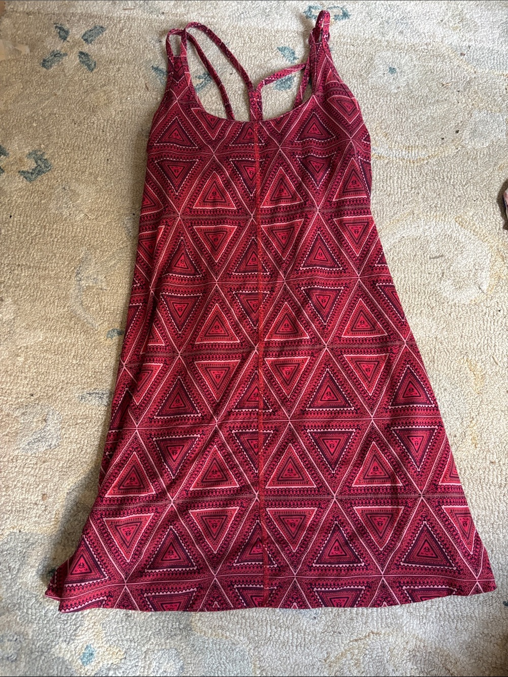 Patagonia Red Triangle-Print Mini Dress with Strappy Back